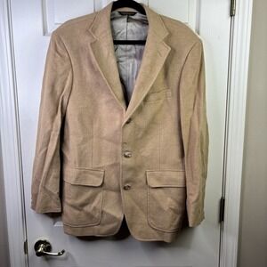 Orvis Blazer Men Tan‎ Wool Camel Hair Button Up Lined Beige Preppy Work 40R